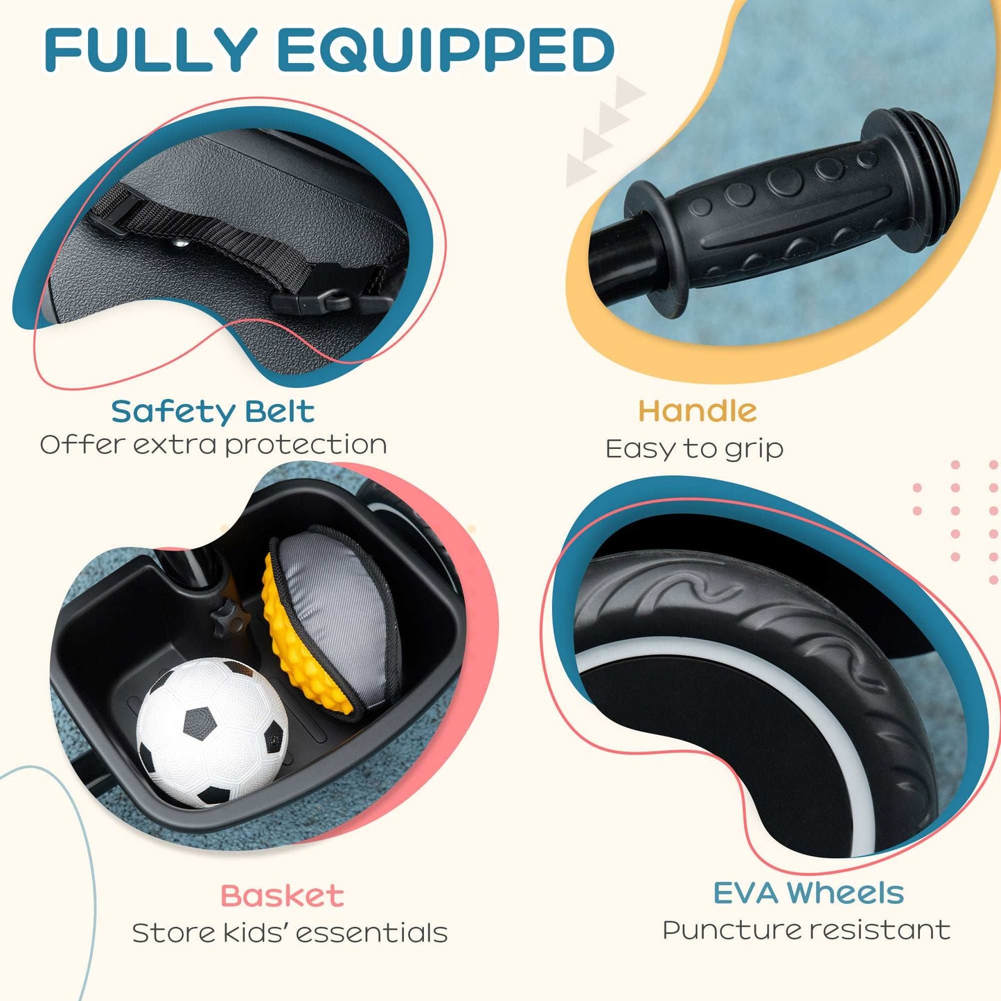 AIYAPLAY Kids Trike for 2-5 Years with Adjustable Seat, Pedal, Baskets