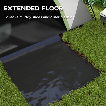 Outsunny 4-5 Man Single Room Camping Tent, 3000mm Waterproof, with Sewn-in Groundsheet and Carry Bag, Grey and Green