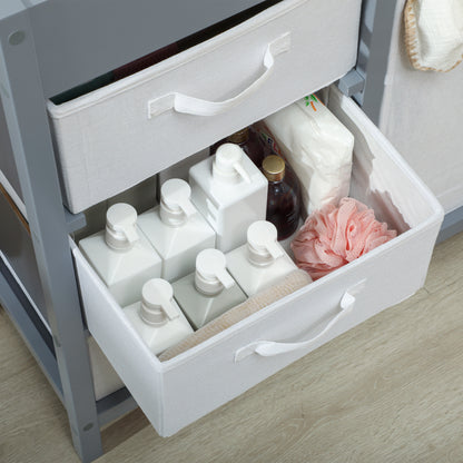 AIYAPLAY Baby Changing Unit with 4 Storage Drawers, Mat for Bedroom Nursery, 84 x 84.5 cm, Grey / White