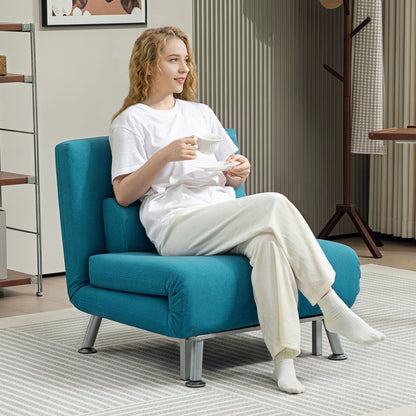 Single Linen-Feel Sleeper Chair - Dark Blue