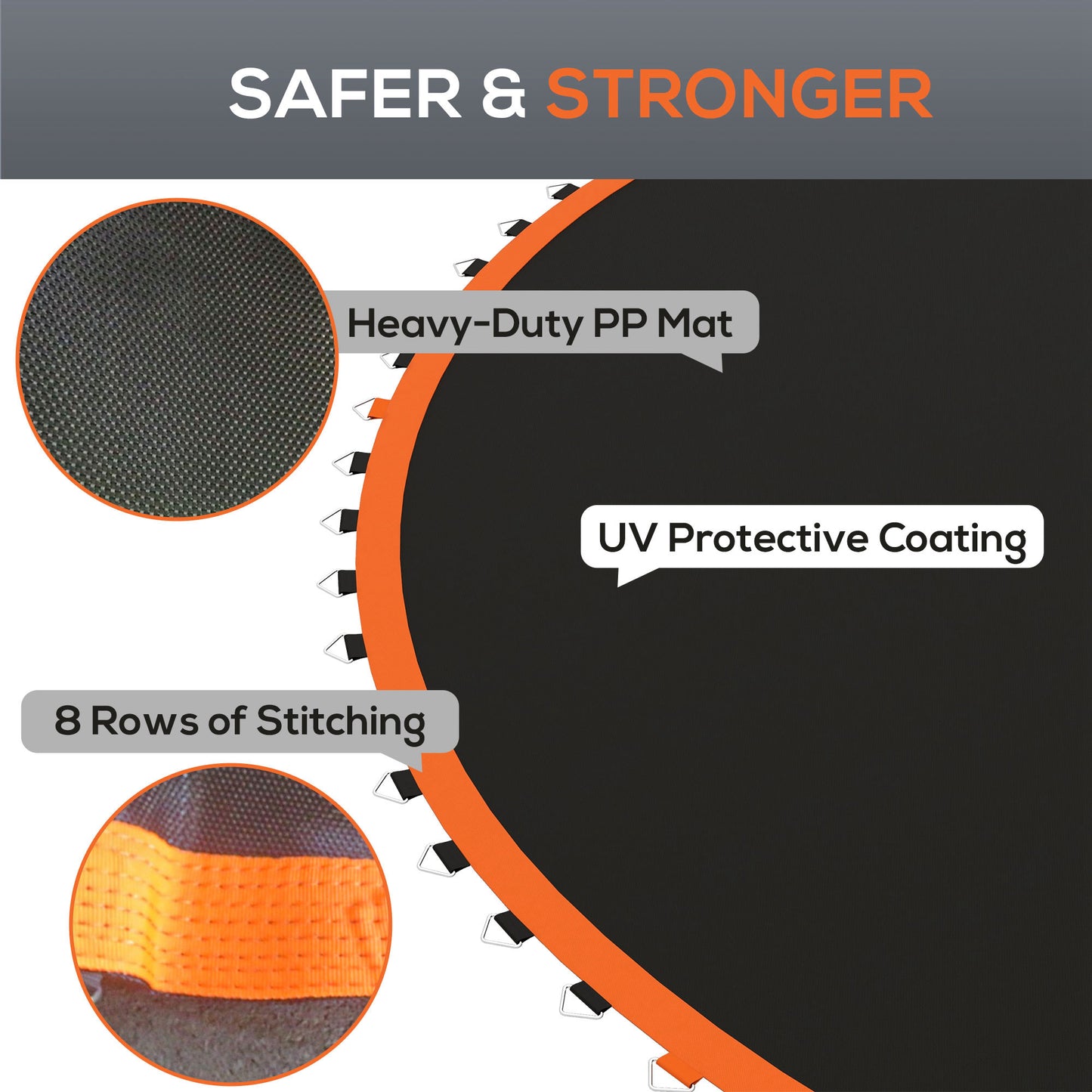 SPORTNOW Replacement Trampoline Mat with Spring Pull Tool, 72 V-Hooks, for 12ft Trampoline using 14cm Springs, Orange / Green