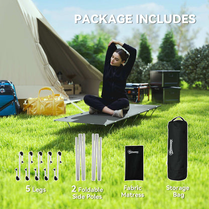 Outsunny Lightweight Camping Bed, w/ Strong Support 150kg and Carry Bag for Camping, Dark Grey