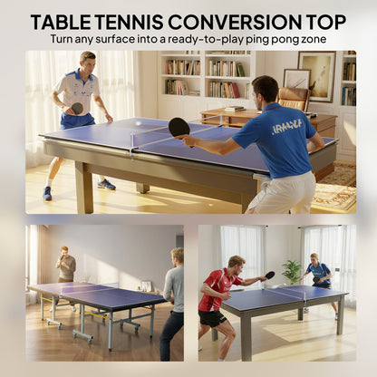 9ft Folding Ping Pong Table Top | Regulation 274x152cm | UV-Coated MDF | Four-Fold Design | Foam Pads | Net Storage Bag | Fits 7-9ft Billiard Tables | Folds to 137x76x5cm | 30kg | Blue