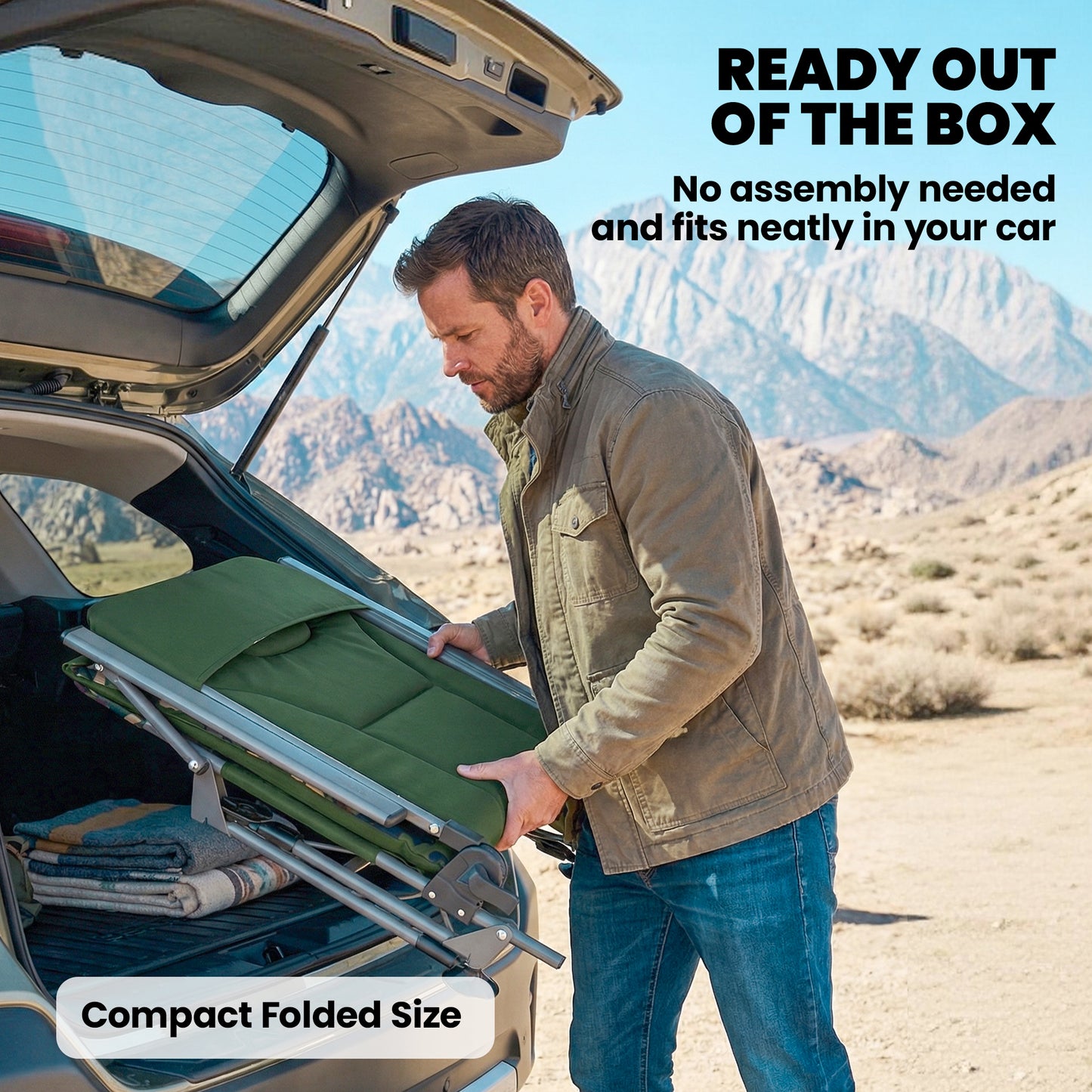 Padded Reclining Camping Chair | 175° Recline | 18D Foam | 600D Oxford | 200kg | Adjustable Height 45-58.5cm | 360° Pivoting Feet | Camouflage