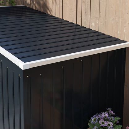 Outdoor Lean to Garden Metal Equipment Tool Storage Shed w/ Foundation Kit, Double Door, Vents and Sloped Roof, Dark Grey