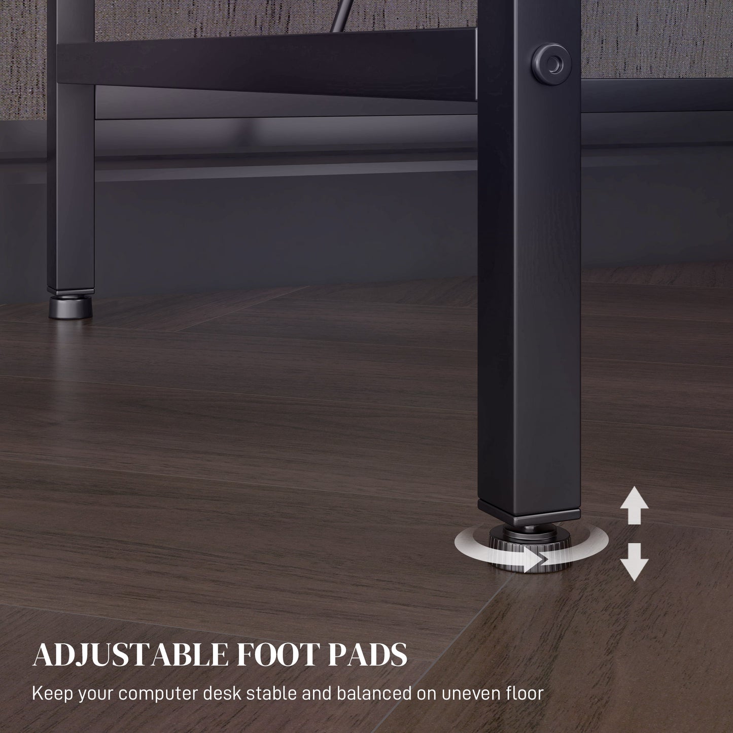 Reversible 'L' LED Light Gaming/Work Desk - Black