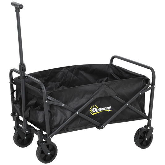 62L Festival Trolley on Wheels, Garden Folding Trolley Cart, 120kg Heavy Duty Collapsible Folding Wagon with Carrying Bag for Beach, Camping,