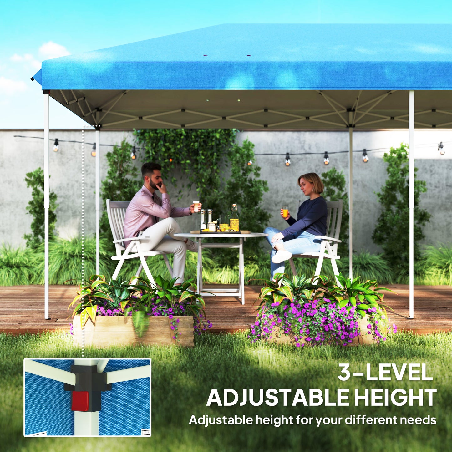 Outsunny 3 x 6m Pop Up Gazebo, Outdoor Canopy Shelter, Marquee Party Wedding Tent with 6 Mesh Walls and Carry Bag, Blue / Black