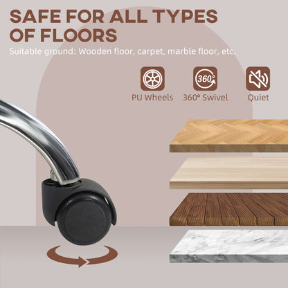 Computer Desk Chair, PU Leather Swivel Office Chair, Makeup Vanity Chair with Height Adjustable, Wheels, for Home -  Brown