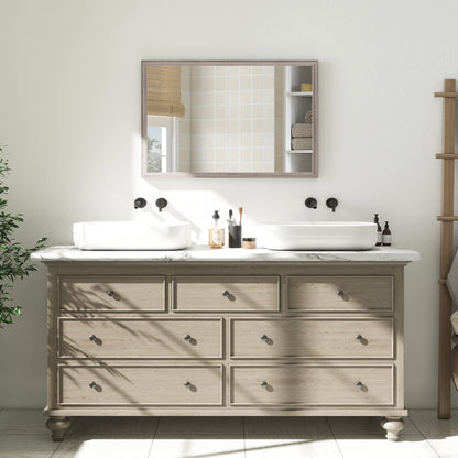 Rectangle Wall Mirror | Grey Wood Effect Frame | 40 x 60 cm