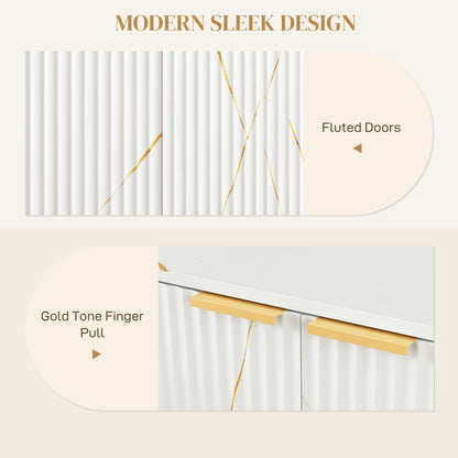 Elegant Storage Sideboard - White/Gold-Tone