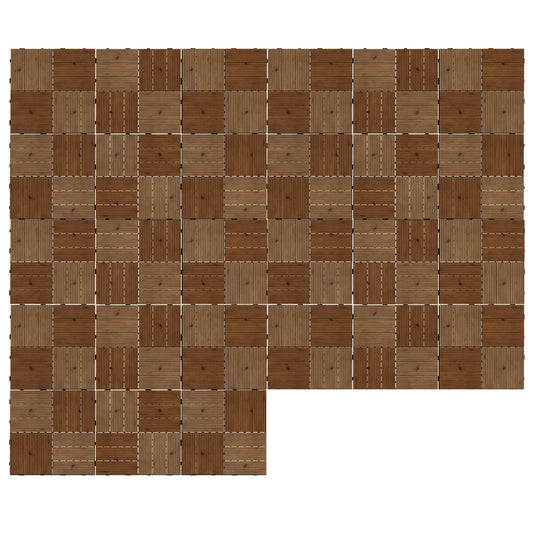 27 Pcs Wooden Interlocking Decking Tiles, 30 x 30 cm Anti-slip Outdoor Flooring, 0.81㎡ per Pack, All Weather Use for Patio, Balcony, Terrace, Hot Tub, Brown
