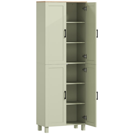 Freestanding Kitchen Cupboard, 4-Door Storage Cabinet with Adjustable Shelves, Modern Kitchen Pantry, 170cm, Green