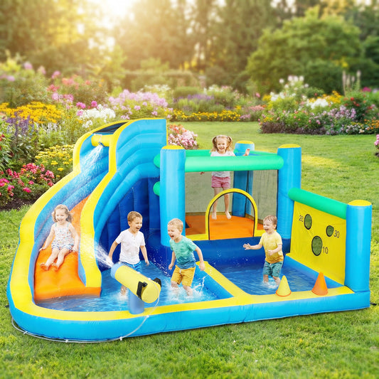 AIYAPLAY 8 in 1 Bouncy Castle for Kids, Inflatable Bounce House with Slide, Pool (Ball Pit), Water Cannon for Indoor Outdoor