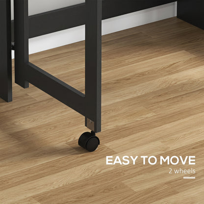 Foldable Computer Desk | Storage Shelves | 80 x 69 x 155 cm | Black