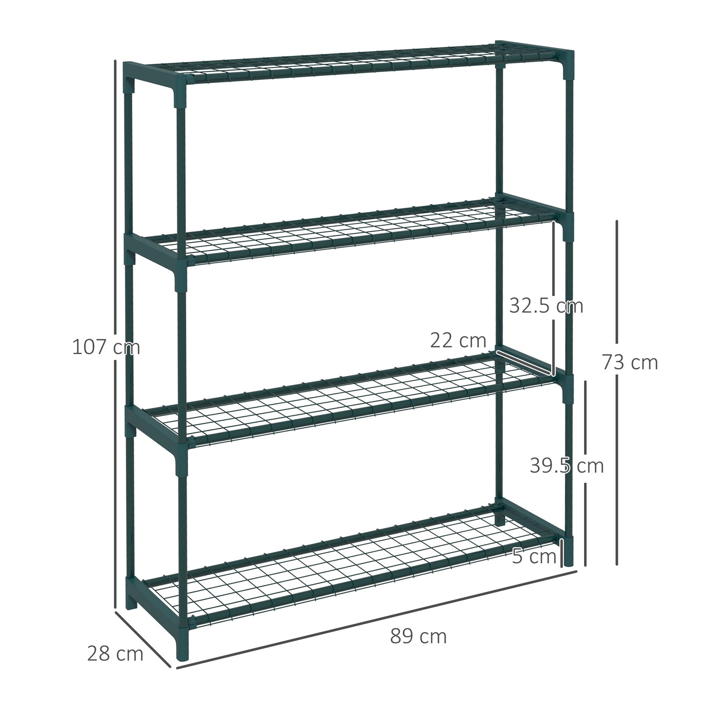 Outsunny Four-Tier Steel Plant Shelf Stand Rack Organiser Holder - Black
