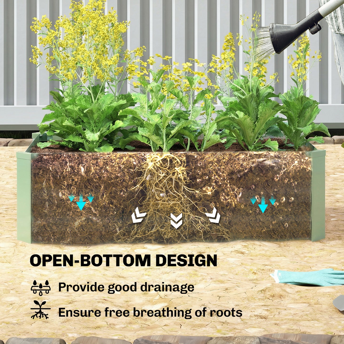 Set of 2 Galvanised Steel Raised Garden Beds | Open Bottom | Direct Soil Contact | No Waterlogging | Easy Assembly | Use Together or Alone | 100x60x30cm | Light Green
