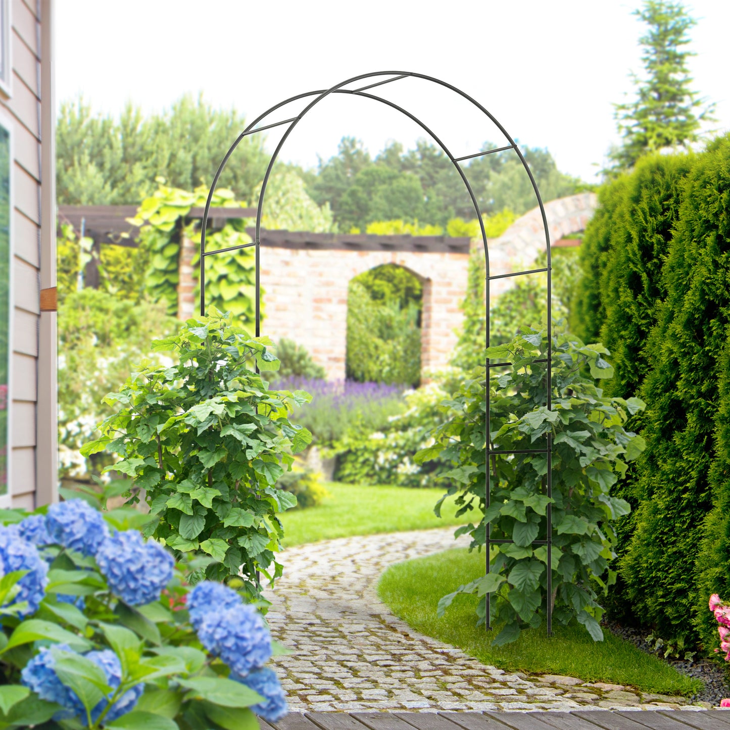 Outdoor Garden Arch, Metal Garden Arbor for Climbing Plants, Roses, Vines, Wedding Arch for Outdoor, Black