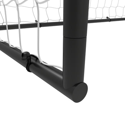 SPORTNOW Football Goal | Black & White | 6x4ft 180x90x122cm | 32mm Metal Frame | Polyester Net 10x10cm Mesh | 22 Bungee Cords | 4 Ground Stakes | Indoor Outdoor | Age 5+