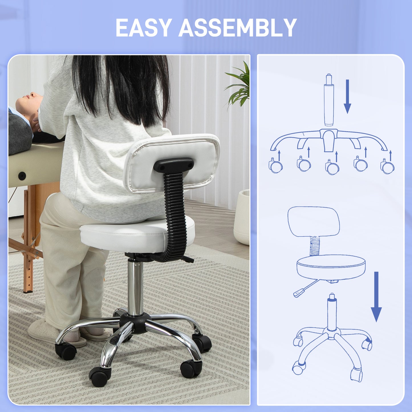 360° Swivel Seat Salon Stool Chair - White / Black