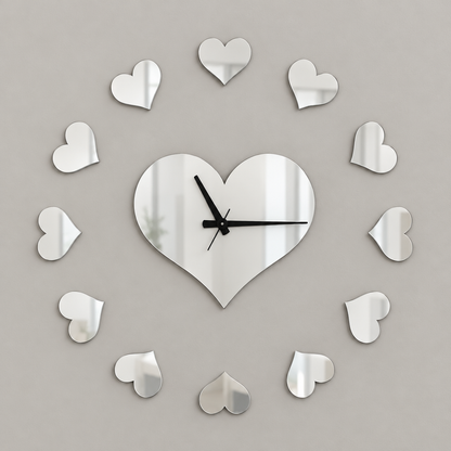 Illustrative assembled heart clock on a wall
