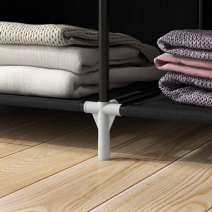 Fabric Wardrobe, Portable Wardrobe with 6 Shelves, 1 Hanging Rail, Foldable Closets, 103 x 43 x 162.5 cm, Black