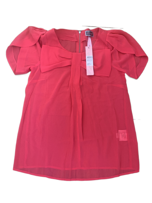Lipsy Bow Front Tulip Sleeve Blouse Top In Bitter Sweet Pink