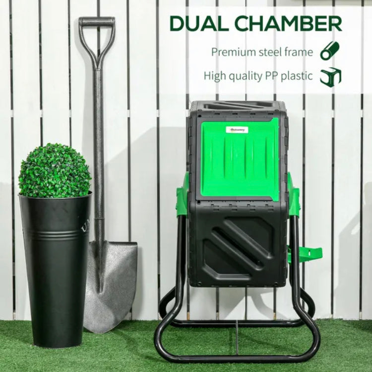 Single Chamber 65L Litre Tumbling Composter Compost Revolving Storage Bin