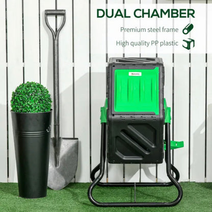 Single Chamber 65L Litre Tumbling Composter Compost Revolving Storage Bin