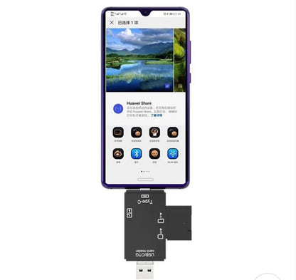 6-in-1 Memory Card Reader | USB-A USB Type-C Micro USB | TF SD OTG | Plug & Play | 512GB | Windows Mac Linux | Black or White
