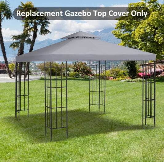 Outsunny 3(m) Gazebo Top Cover Double Tier Canopy Replacement Pavilion Roof Light Grey