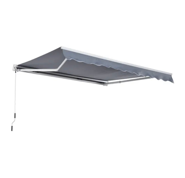 Manual Awning Canopy Sun Shade Shelter Retractable for Garden - Different Sizes - Grey