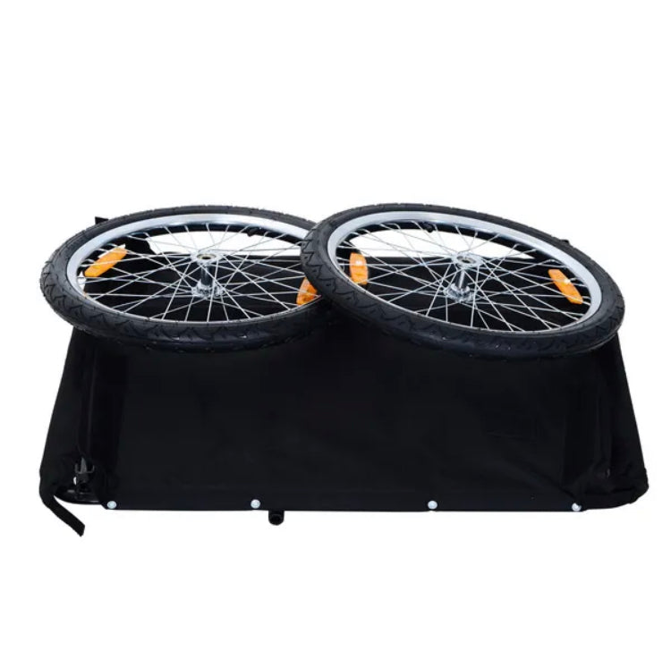 Folding Bike Trailer Cargo In Steel Frame Extra Bicycle Storage Carrier With Removable Cover And Hitch (White And Black)