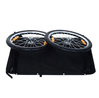 Folding Bike Trailer Cargo In Steel Frame Extra Bicycle Storage Carrier With Removable Cover And Hitch (White And Black)