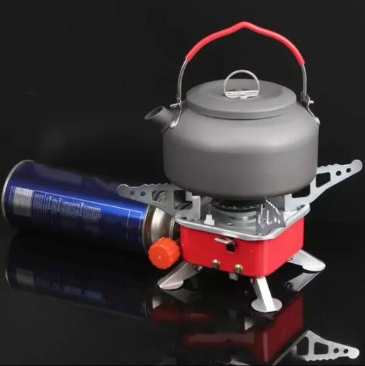 Emergency Gas Stove Kit Stainless Steel Foldable Square Cooking Portable Outdoor Camping Combustor Cooker Cookware Travel Picnic BBQ Gas Furnace