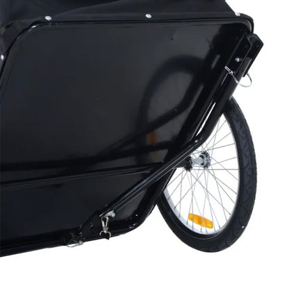 Folding Bike Trailer Cargo In Steel Frame Extra Bicycle Storage Carrier With Removable Cover And Hitch (White And Black)