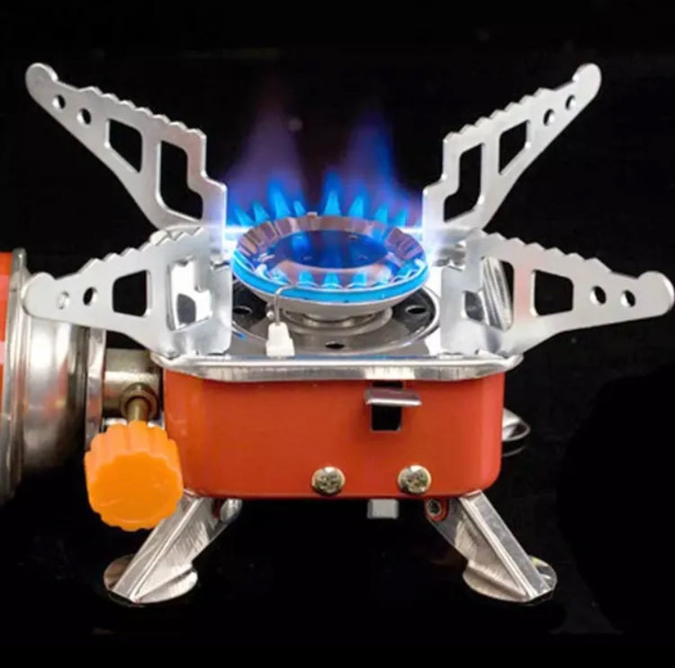 Emergency Gas Stove Kit Stainless Steel Foldable Square Cooking Portable Outdoor Camping Combustor Cooker Cookware Travel Picnic BBQ Gas Furnace