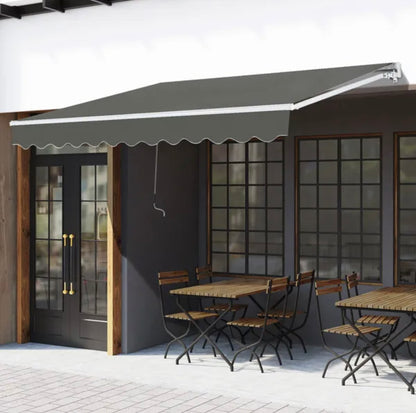 Manual Awning Canopy Sun Shade Shelter Retractable for Garden - Different Sizes - Grey