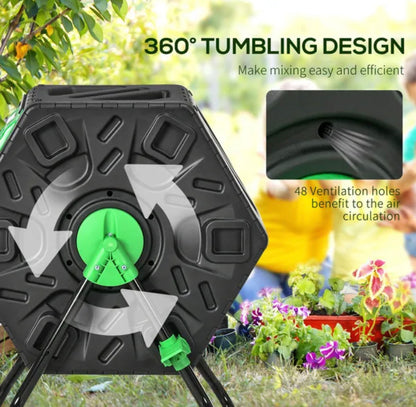 Single Chamber 65L Litre Tumbling Composter Compost Revolving Storage Bin