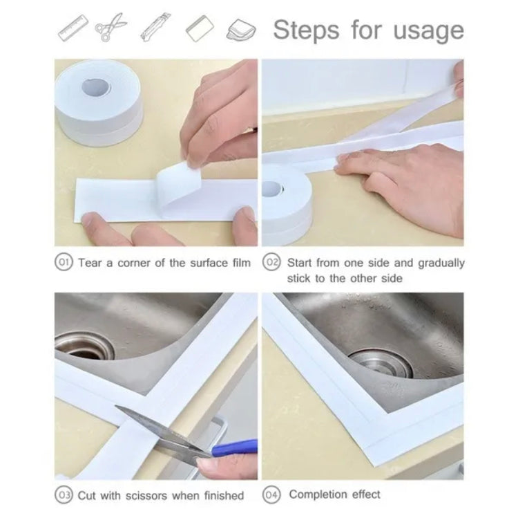 Bathroom Shower Sink Bath Sealing Strip Tape PVC Self Adhesive Waterproof Sticker Caulktape For Bathroom Kitchen x 7 Colours