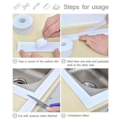 Bathroom Shower Sink Bath Sealing Strip Tape PVC Self Adhesive Waterproof Sticker Caulktape For Bathroom Kitchen x 7 Colours