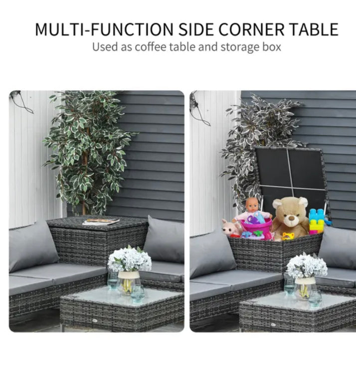 Outsunny 4-Piece Pe Rattan Outdoor Garden Furniture Set Mixed Grey