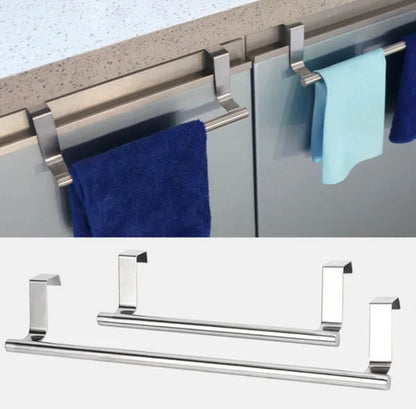 Mounted Cabinet Organizer Over Door Hanging Kitchen Bathroom Towel Rack Holder Storage Rail Stainless Steel Stand Shelf
