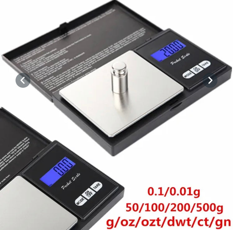 Electronic Digital Pocket Scale 0.1/0.01g Precision Mini Jewellery Weighing Scale Backlight Scales for Kitchen 50/100/200/500g (no battery)