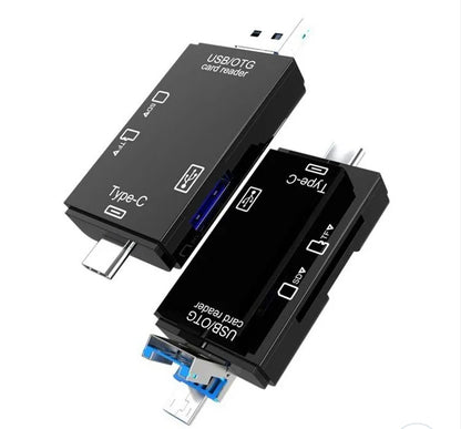 6-in-1 Memory Card Reader | USB-A USB Type-C Micro USB | TF SD OTG | Plug & Play | 512GB | Windows Mac Linux | Black or White