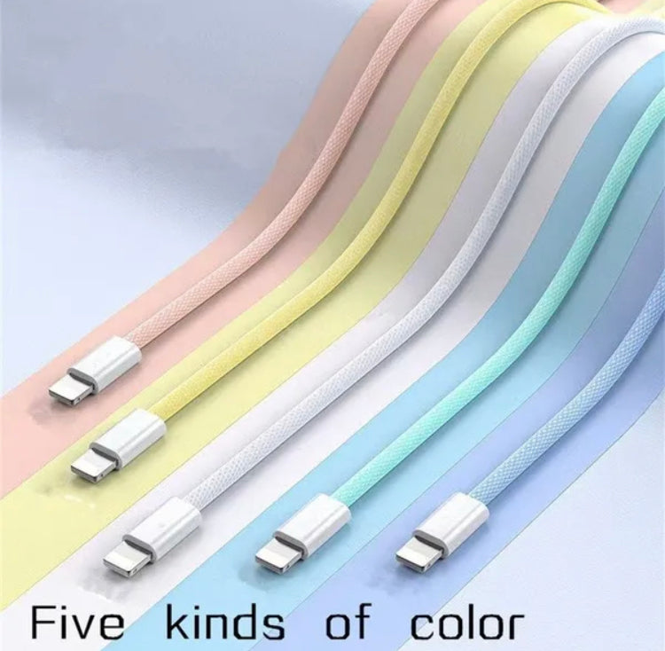 USB-C to Lightning Fast Charge Cable 1.5m | PD 20W | Nylon Braided | iPhone iPad iMac MacBook | 5 Colours