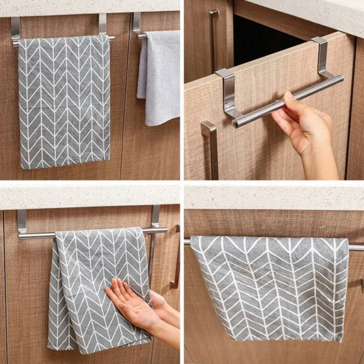 Mounted Cabinet Organizer Over Door Hanging Kitchen Bathroom Towel Rack Holder Storage Rail Stainless Steel Stand Shelf