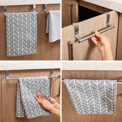 Mounted Cabinet Organizer Over Door Hanging Kitchen Bathroom Towel Rack Holder Storage Rail Stainless Steel Stand Shelf