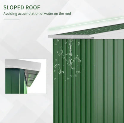 Outsunny 8 x 4ft Outdoor Garden Storage Shed with Lockable Door, Steel Tool Storage Box for Backyard, Patio and Lawn, Green
