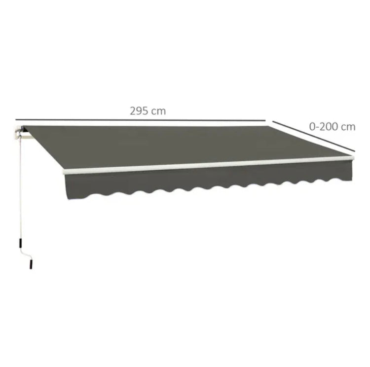 Manual Awning Canopy Sun Shade Shelter Retractable for Garden - Different Sizes - Grey